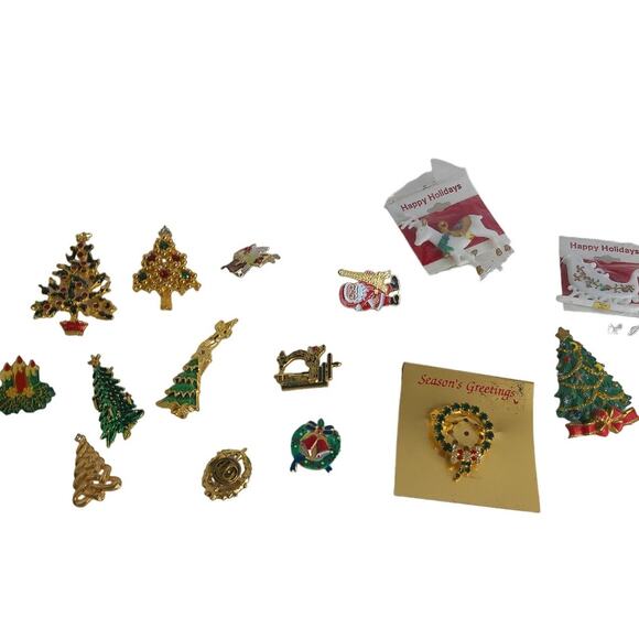 Vintage Christmas Pins and Jewelry Lot of 16 READ - Picture 1 of 7